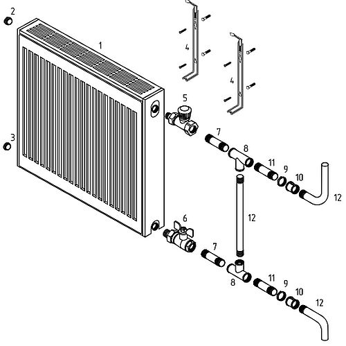 Радиатор стальной панельный Royal Thermo COMPACT C11-300-700 RAL9016 0.5397 кВт настенный, присоединение резьбовое - 1/2″, подключение - боковое, универсальное, цвет - белый