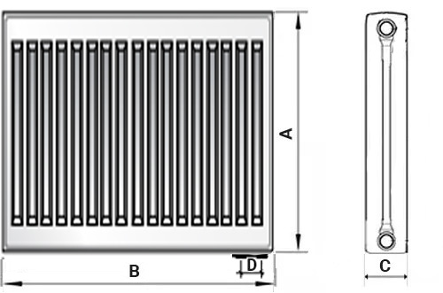 Радиаторы стальные панельные Royal Thermo VENTIL COMPACT CV11 0.821-6.156 кВт настенные, высота - 500 мм, ширина 400-3000 мм, количество панелей - 1, присоединение резьбовое - 1/2