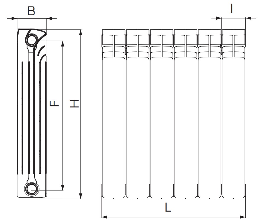 Радиаторы биметаллические Stout Alpha 500 4-14 секций, нижнее правое подключение