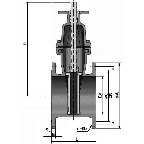 Задвижка клиновая Tecofi VOC4241CMR Ду300 Ру10/16 фланцевая, корпус - чугун, уплотнение - EPDM, обрезиненный клин, Тмакс=110°С, под электропривод
