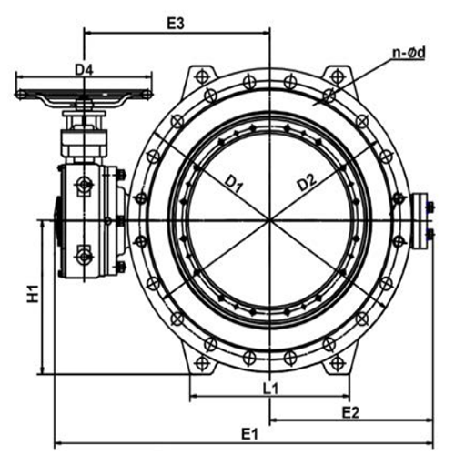 Затвор дисковый поворотный Tecofi TECWAT VP 4248-08 Ду800 Ру16 фланцевый с двойным эксцентриситетом, корпус - чугун, диск - чугун, уплотнение - EPDM, с редуктором