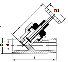 Клапаны запорные Valfex Дн20-32, материал - PP-R, тип присоединения - внутренняя пайка, цвет - серый, угол 45°