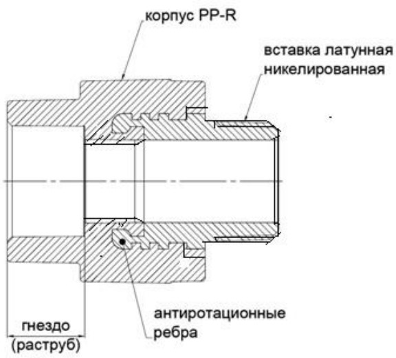 Тройник полипропиленовый комбинированный Valfex Дн25х3/4″ Ру25 внутренняя резьба белый
