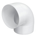 Колено ERA 16ККП диаметр D160 мм 90 градусов для круглых воздуховодов, корпус - пластик, цвет - белый